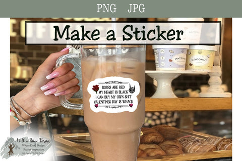 Funny Valentine Design - Roses are Red My Heart is Black Valentine JPG PNG SVG Willow Paige Farms 