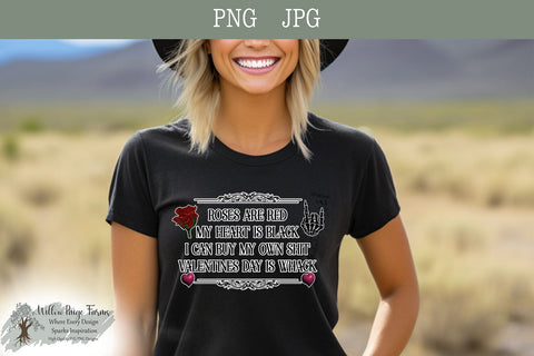 Funny Valentine Design - Roses are Red My Heart is Black Valentine JPG PNG SVG Willow Paige Farms 