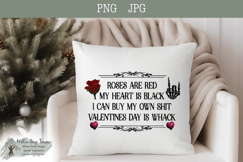 Funny Valentine Design - Roses are Red My Heart is Black Valentine JPG PNG SVG Willow Paige Farms 