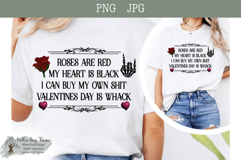 Funny Valentine Design - Roses are Red My Heart is Black Valentine JPG PNG SVG Willow Paige Farms 