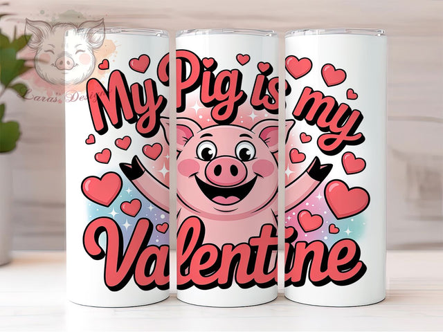 Funny Valentine Pig Tumbler, Valentine Wrap, Funny Design, Sublimation Art, 20oz Tumbler, Love Theme, Bold Pattern Sublimation Lara' s Designs 