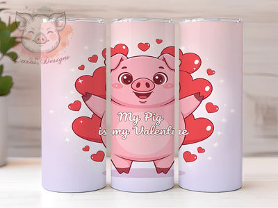 Funny Valentine Pig Tumbler, Valentine Wrap, Funny Design, Sublimation Art, 20oz Tumbler, Love Theme, Bold Pattern Sublimation Lara' s Designs 