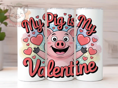 Funny Valentine Pig Tumbler, Valentine Wrap, Funny Design, Sublimation Art, 20oz Tumbler, Love Theme, Bold Pattern Sublimation Lara' s Designs 