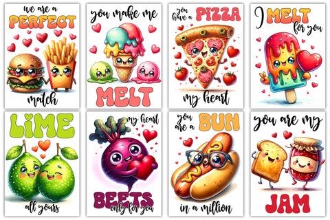 Funny Valentines Day Cards, Food Puns Card, Sarcastic Valentines Cards Sublimation Designs by Ira 