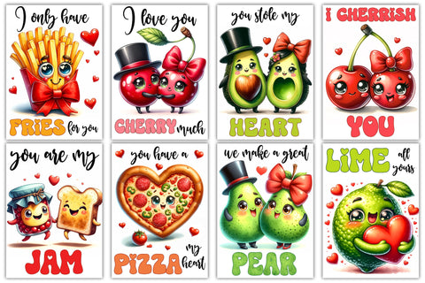 Funny Valentines Day Cards, Food Puns Card, Sarcastic Valentines Cards Sublimation Designs by Ira 