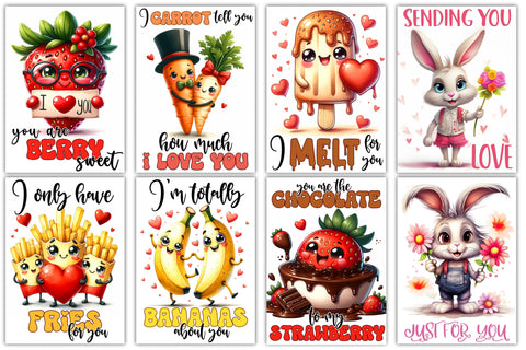 Funny Valentines Day Cards, Food Puns Card, Sarcastic Valentines Cards Sublimation Designs by Ira 