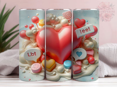 Funny Valentine's Day Inflated Tumbler Wrap, 3D Puffy Heart Conversation Candy Tumbler, Straight & Tapered Tumbler Wrap, Instant Digital Download Sublimation Li Zamperini 