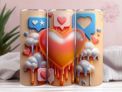 Funny Valentine's Day Inflated Tumbler Wrap, 3D Puffy Heart Conversation Candy Tumbler, Straight & Tapered Tumbler Wrap, Instant Digital Download Sublimation Li Zamperini 