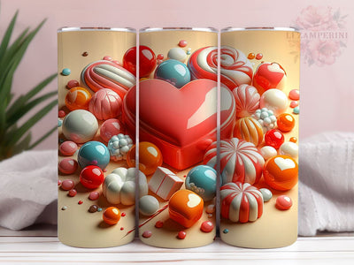 Funny Valentine's Day Inflated Tumbler Wrap, 3D Puffy Heart Conversation Candy Tumbler, Straight & Tapered Tumbler Wrap, Instant Digital Download Sublimation Li Zamperini 