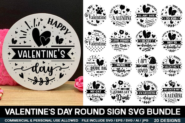 Funny Valentine’s Day Round Sign Svg Bundle SVG designmaster24 
