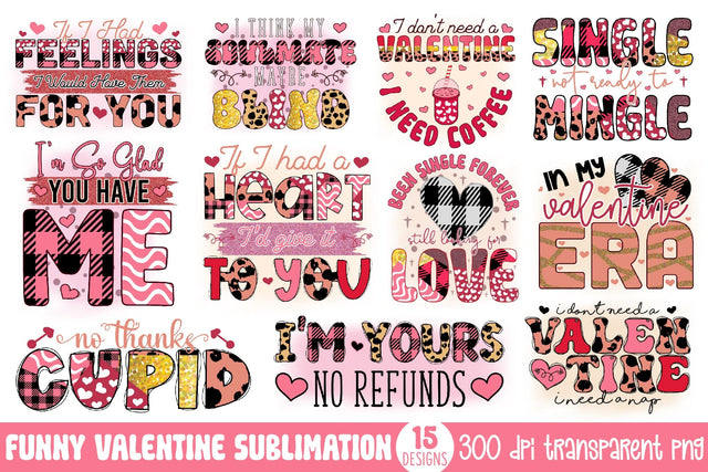Funny Valentines Day Sublimation Bundle Sublimation CraftLabSVG 