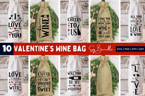Funny Valentines Wine Bag SVG Bundle SVG Regulrcrative 