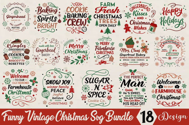 Funny Vintage Christmas Svg Bundle SVG Angelina750 