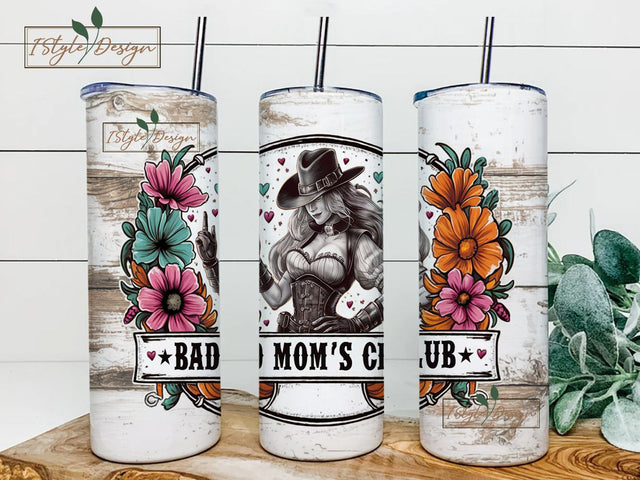 Funny Western Tumbler PNG Designs, Bad Mom Club Tumbler PNG 20oz Skinny Sublimation, Digital Download Sublimation iStyleDesign 