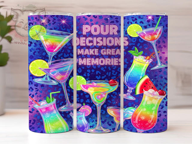 Funny Wine Lover Pour Decisions Tumbler, Wine Lover Tumbler Wrap, Pour Decisions Design, 20oz Sublimation Wrap, Girls Night Tumbler, Alcohol Quote Tumbler, Party Tumbler Wrap Sublimation Lara' s Designs 