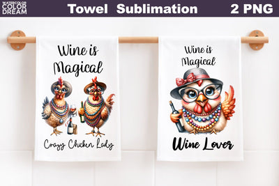 Funny Wine Quotes Towel | Chicken Wine Kitchen Towel Sublimation WatercolorColorDream 