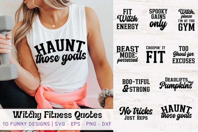 Funny Witchy Fitness Quotes SVG Bundle SVG Petunia Digital Design 