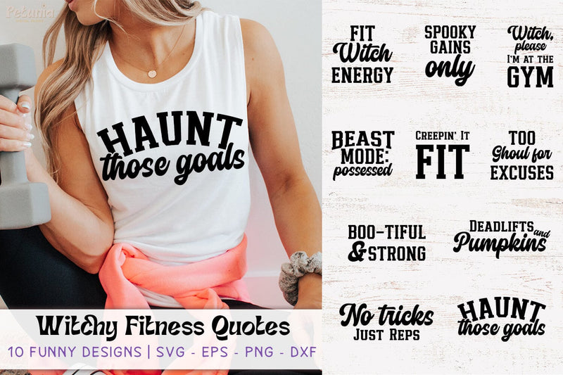Funny Witchy Fitness Quotes SVG Bundle SVG Petunia Digital Design 