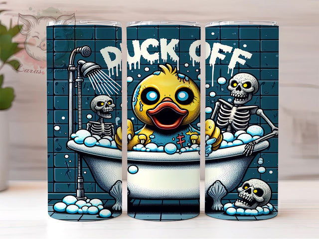 Funny Yellow Rubber Duck 20 oz Skinny Tumbler Sublimation Design, Straight & Tapered Tumbler Png, Funny Duck Skeleton Tumbler Png, Digital Download PNG Sublimation Lara' s Designs 