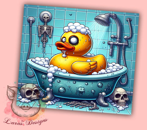 Funny Yellow Rubber Duck 20 oz Skinny Tumbler Sublimation Design, Straight & Tapered Tumbler Png, Funny Duck Skeleton Tumbler Png, Digital Download PNG Sublimation Lara' s Designs 