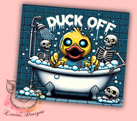Funny Yellow Rubber Duck 20 oz Skinny Tumbler Sublimation Design, Straight & Tapered Tumbler Png, Funny Duck Skeleton Tumbler Png, Digital Download PNG Sublimation Lara' s Designs 