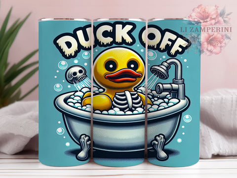 Funny Yellow Rubber Duck 20oz Tumbler Wrap PNG, Funny Duck Skeleton Tumbler PNG Sublimation Design, Straight & Tapered Tumbler Wrap, Instant Digital Download Sublimation Li Zamperini 