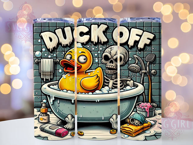 Funny Yellow Rubber Duck 20oz Tumbler Wrap Sublimation Design, Straight Tapered Tumbler Wrap, Funny Duck Skeleton Halloween Tumbler Png, Instant Digital Download Sublimation SvggirlplusArt 