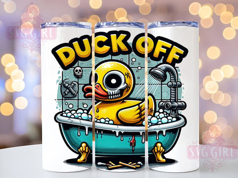 Funny Yellow Rubber Duck 20oz Tumbler Wrap Sublimation Design, Straight Tapered Tumbler Wrap, Funny Duck Skeleton Halloween Tumbler Png, Instant Digital Download Sublimation SvggirlplusArt 