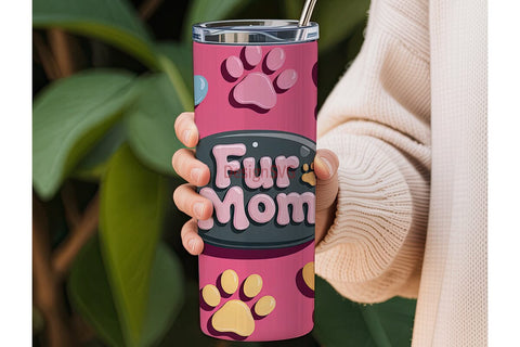 Fur Mom 20oz Tumbler Wrap Sublimation DesignSVG 
