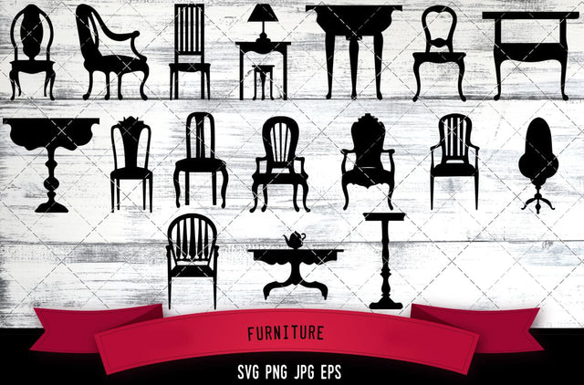 Furniture Vector Bundle - JPG, SVG, PNG, EPS - Digital Download with Commercial License for Cricut, Silhouette, Scan N Cut Crafting SVG Loveleen Kaur 