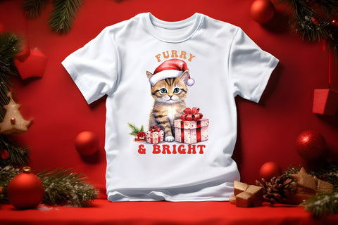 Furry & Bright - Christmas Cat Sublimation Sublimation CraftLabSVG 