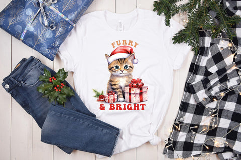 Furry & Bright - Christmas Cat Sublimation Sublimation CraftLabSVG 