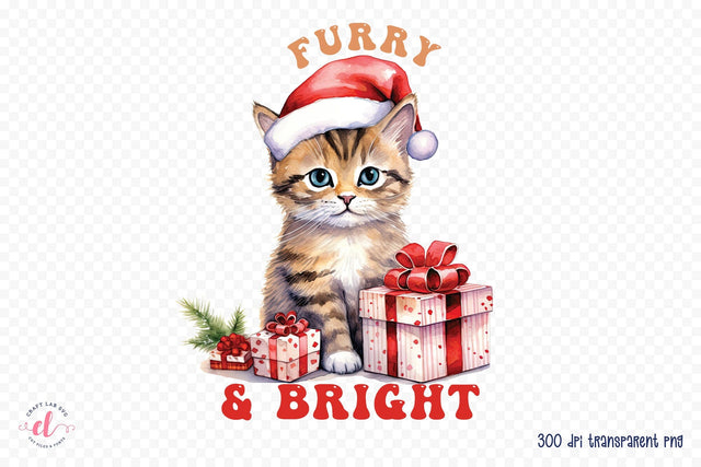 Furry & Bright - Christmas Cat Sublimation Sublimation CraftLabSVG 