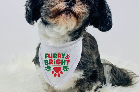 Furry & bright svg,Furry And Bright Dog Bandana, Christmas Pet Scarf, Christmas Holiday Dog Bandana, Cute Pet Xmas Neckwear, Snowy Puppy Scarf SVG BB Type Studios 