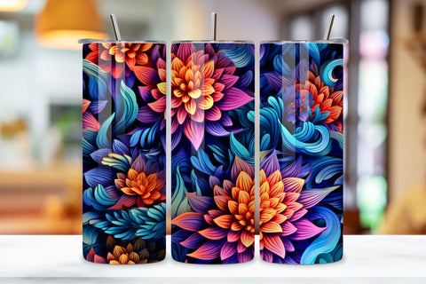 Futuristic 3D Petal Tumbler Wrap, Seamless Symphony PNG Sublimation FloridPrintables 