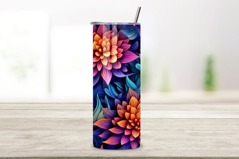 Futuristic 3D Petal Tumbler Wrap, Seamless Symphony PNG Sublimation FloridPrintables 