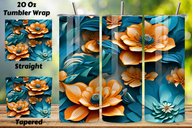 Futuristic Petal Symphony Tumbler Wrap, Seamless Wrap PNG Sublimation FloridPrintables 