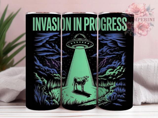 Futuristic Sci-Fi Alien Tumbler, Sci-Fi Tumbler Wrap, Invasion Design, 20oz UFO Tumbler, Outer Space Tumbler, Futuristic Invasion Tumbler, Alien Themed Tumbler Sublimation Li Zamperini 