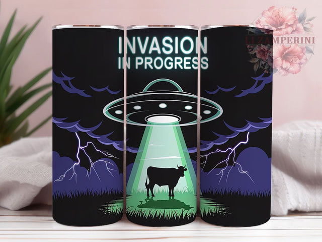 Futuristic Sci-Fi Alien Tumbler, Sci-Fi Tumbler Wrap, Invasion Design, 20oz UFO Tumbler, Outer Space Tumbler, Futuristic Invasion Tumbler, Alien Themed Tumbler Sublimation Li Zamperini 