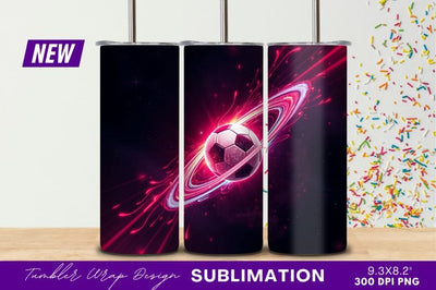 Futuristic Soccer Ball With Neon Light Trail Sublimation Regulrcrative 