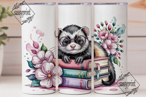 Fuzzy Animal Reader 20oz Tumbler Wrap Sublimation sassyprint 