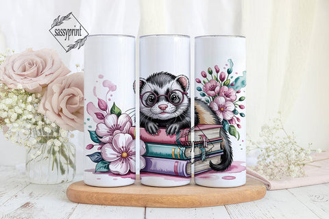Fuzzy Animal Reader 20oz Tumbler Wrap Sublimation sassyprint 