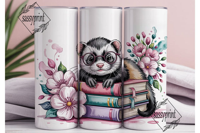 Fuzzy Animal Reader 20oz Tumbler Wrap Sublimation sassyprint 