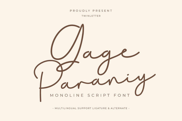 Gage Paraniy - Script Monoline Font Font twinletter 