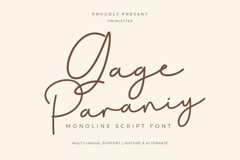 Gage Paraniy - Script Monoline Font Font twinletter 