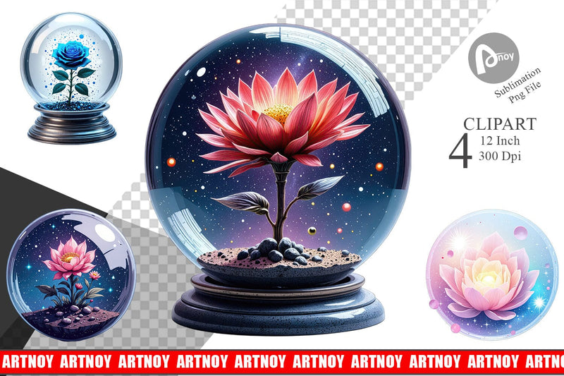 Galactic Flora Orbs Clipart Sublimation artnoy 