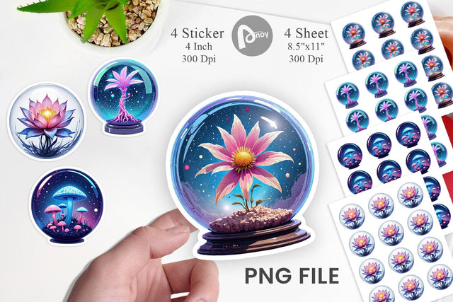 Galactic Flora Orbs Sticker Sublimation artnoy 