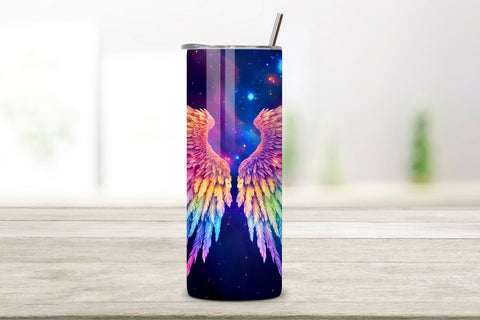 Galactic Neon Wings Tumbler Wrap | Angel Wings Tumbler Wrap Sublimation FloridPrintables 