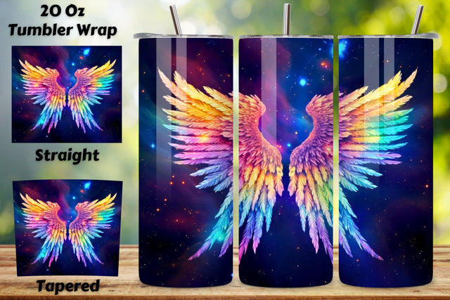 Galactic Neon Wings Tumbler Wrap | Angel Wings Tumbler Wrap Sublimation FloridPrintables 