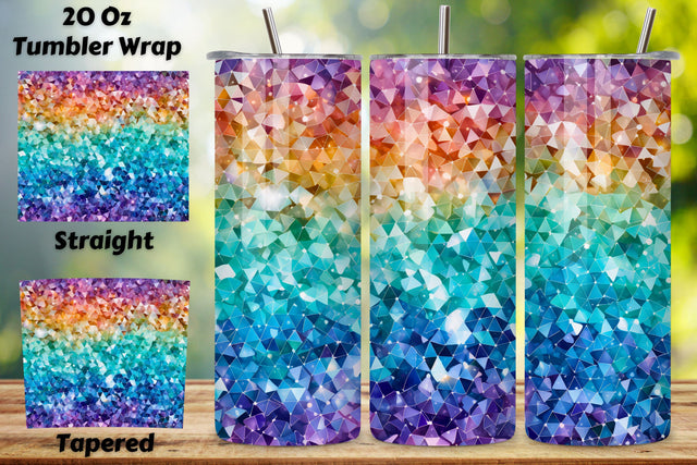 Galactic Prism Glitter Ombre Tumbler wrap, seamless wrap png Sublimation FloridPrintables 